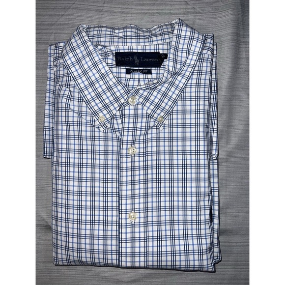 Ralph Lauren Shirt Mens XXL Blue Plaid Checkered Long Sleeve Button Down - Picture 2 of 8